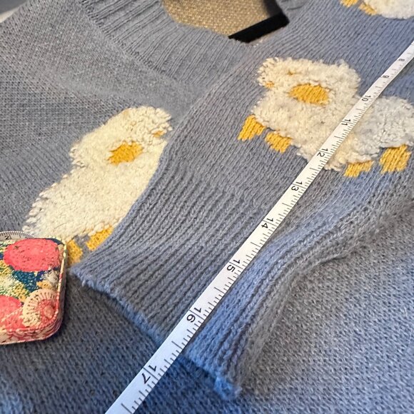 Blue Sheep Knit Cardigan Cottagecore Medium - Picture 5 of 7